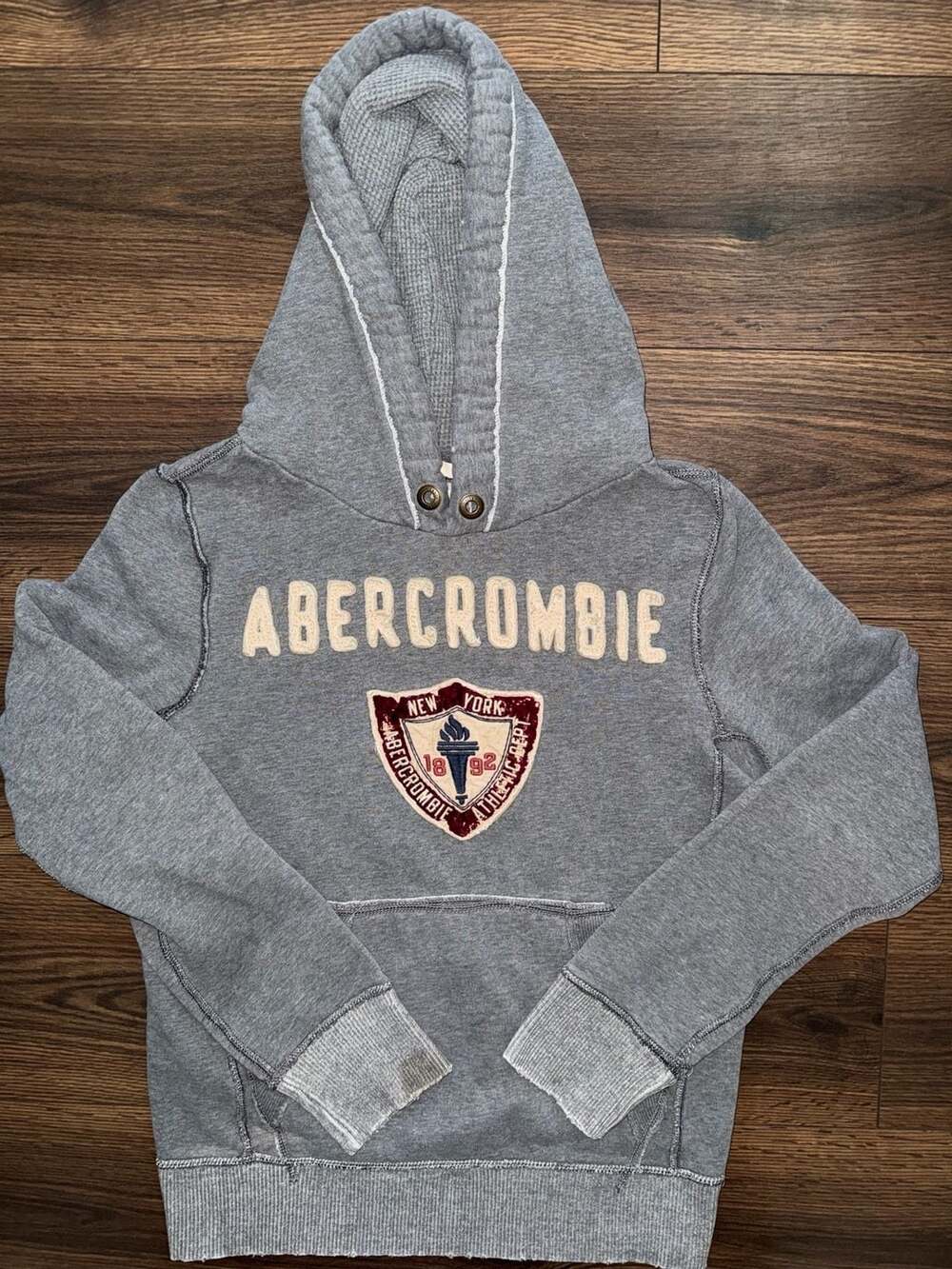 Vintage Abercrombie & FitchGray Hoodie Sweatshirt Size Small